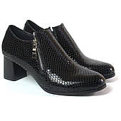 Туфлі жіночі великого розміру Eterno Zipript Black Lether by Rosso Avangard чорний