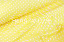 Тканина Бязь білий горох 4мм на жовтому 135 г/м №651