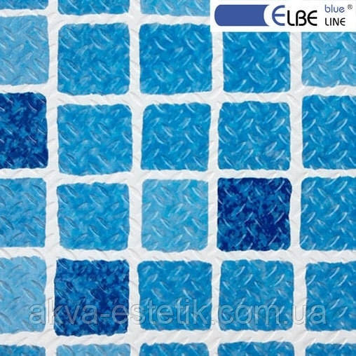 

Пленка ПВХ противоскользящая для бассейна Elbeblue Mosaic blue синяя (ширина 1,65м), Мозаика синяя