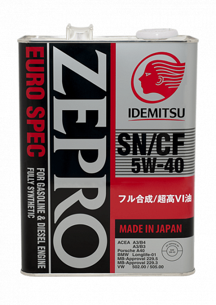

IDEMITSU ZEPRO EURO SPEC 5W-40 SN/CF-5, Fully-Synthetic 4л