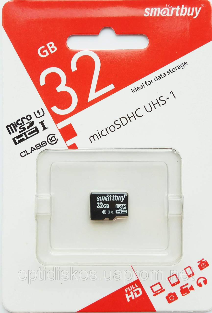 Карта памяти micro SDHC (UHS-1) Smartbuy 32GB Class 10  (без адаптера)Нет в наличии