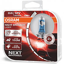 Автомобільні галогенні лампи "OSRAM" (H4)(12V)(60/55W)(Night Breaker Laser)(+150%)