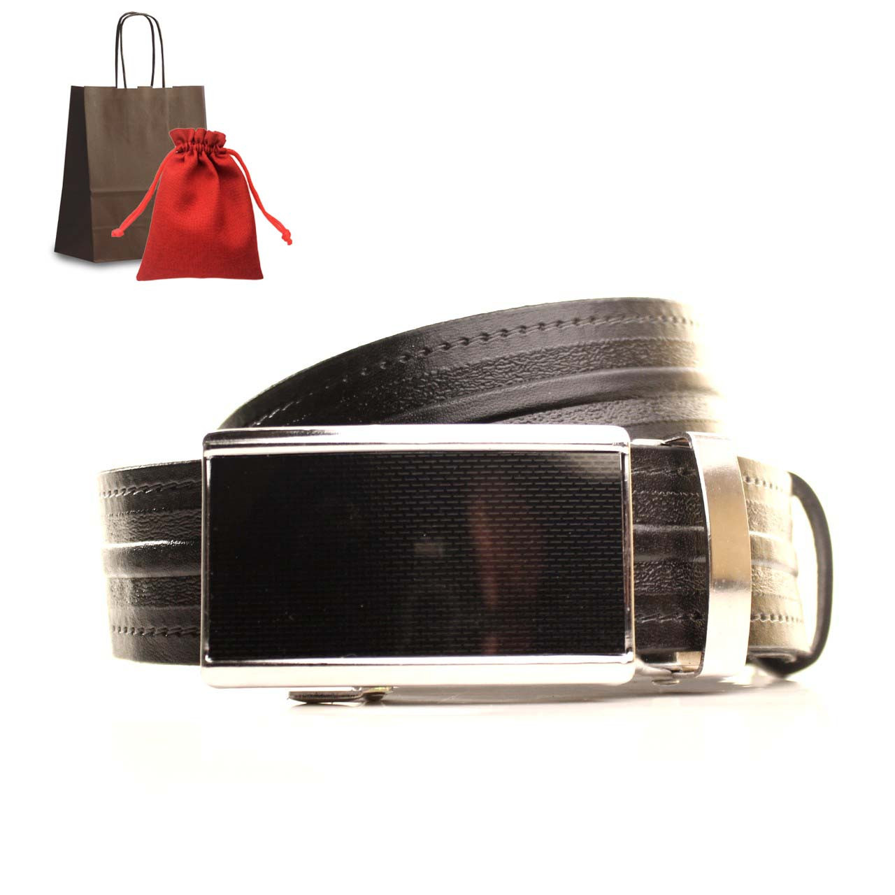 

Ремень Lazar кожаный на подарок черный L35U1A73-M 120-125 см