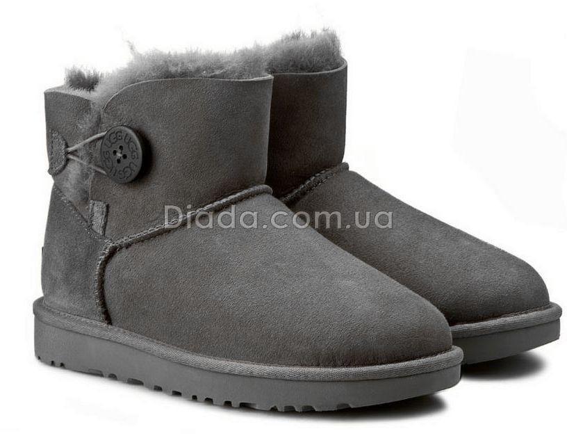 

UGG Mini Bailey Button II Gray угги женские серые с пуговицей 38