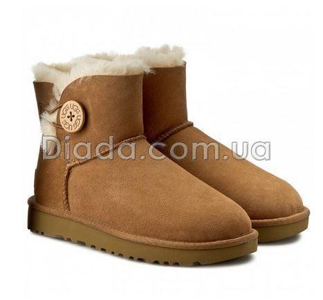 

Угги женские оригинал коричневые с пуговицей низкие UGG Mini Bailey Button II brown 38