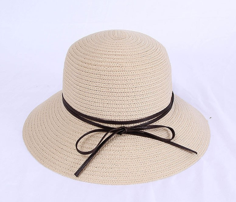 Панамка пляжна капелюшок з стрічкою бежевого кольору