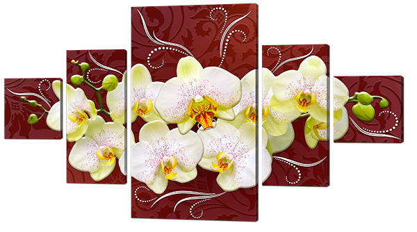 

Модульная картина Interno Холст Орхидея на красном 128х71см (R625M)