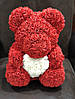 Унікальний ведмедик з 3d троянд Happy Teddy 40 см червоний з серцем у подарунковій коробці, фото 3