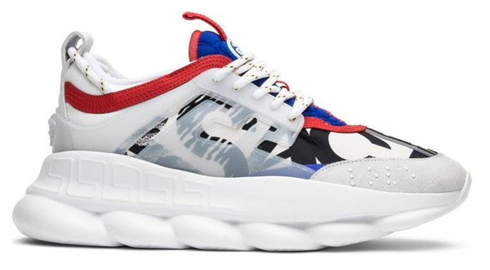 versace shoes chain reaction red white and blue