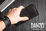 Вертикальное мужское портмоне из натуральной кожи кошелек с отделениями для карт FORTSMITH лонг черное, фото 3