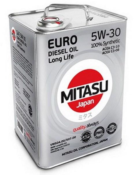 Масло моторное синтетическое MITASU EURO DIESEL 5W-30 100% SYNTHETIC (VW504/507) 6L