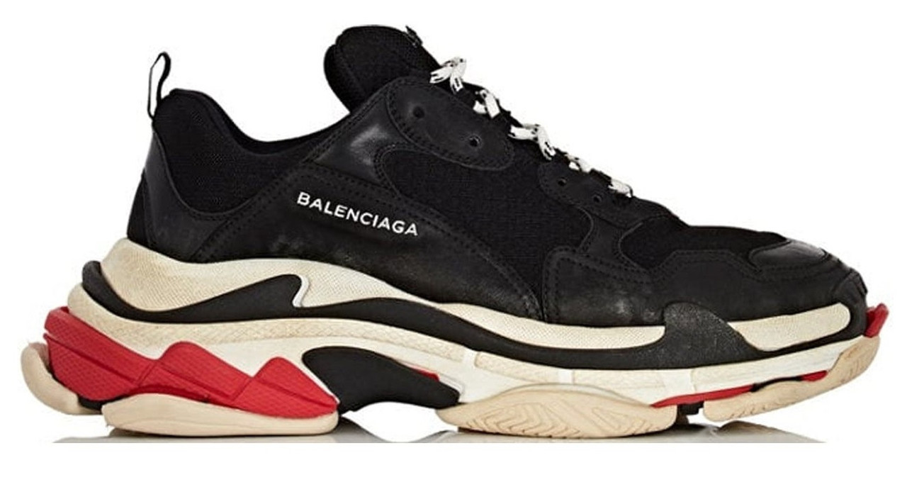 

Мужские Мужские Кроссовки Balenciaga Triple S "Black White Red" - "Черные Красные Белые" (Копия ААА+) 41, Черный