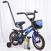 Детский двухколесный велосипед HAMMER-12 S500, 12 дюймов, Черно-Синий