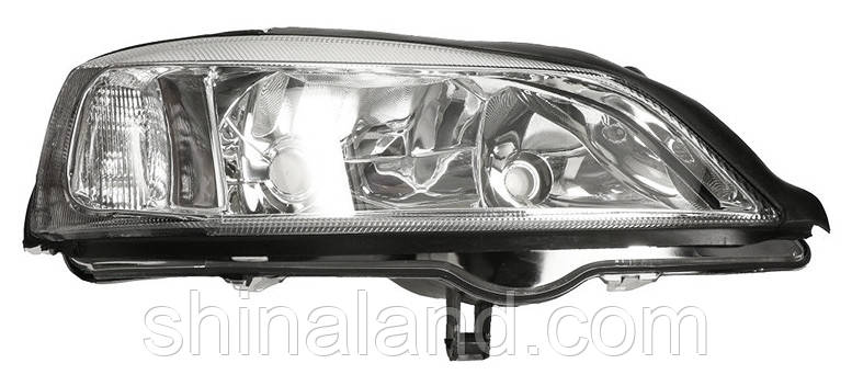 

Фара Opel Astra G 1998 - 2009, правая, электр., серый корпус + рант хром, (Depo)