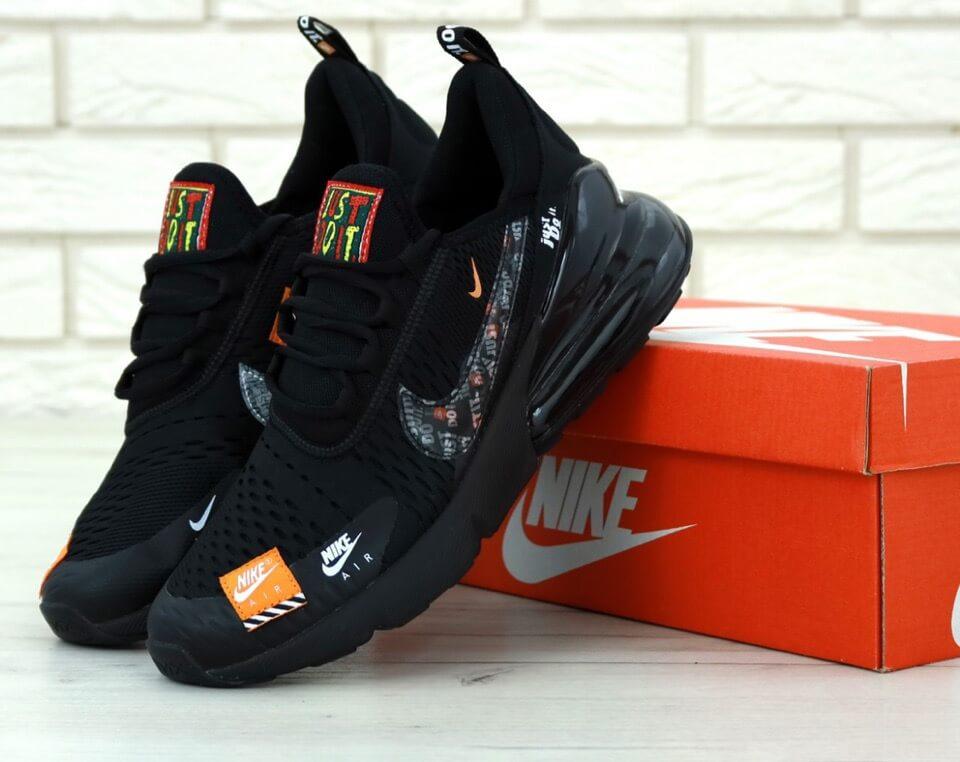 

Мужские удобные кроссовки Nike Air Max 270 Just Do It Black черного цвета (Найк Аир Макс) весна/лето, Черный