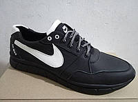 Мужские кожаные кроссовки Nike большого размера Big черные 46,47,48,49,50