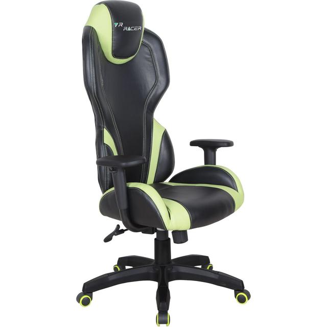 Кресло VR Racer Zeus черный, PU черный/зеленый 