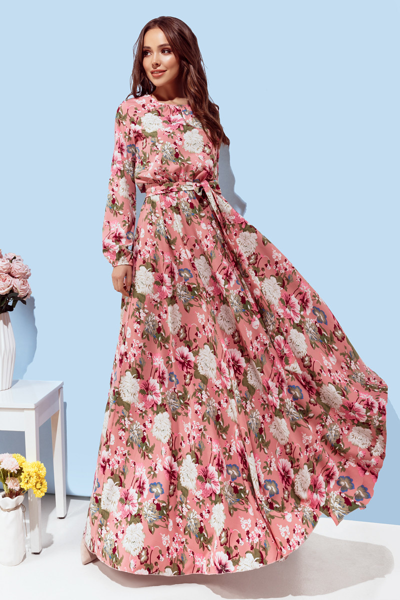 Женское длинное платье(цвет Розовый) 5119-2 S,M,L,...