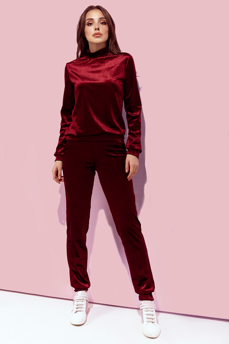 Женский бархатный костюм(цвет Бордовый) 1153-2 S,L...