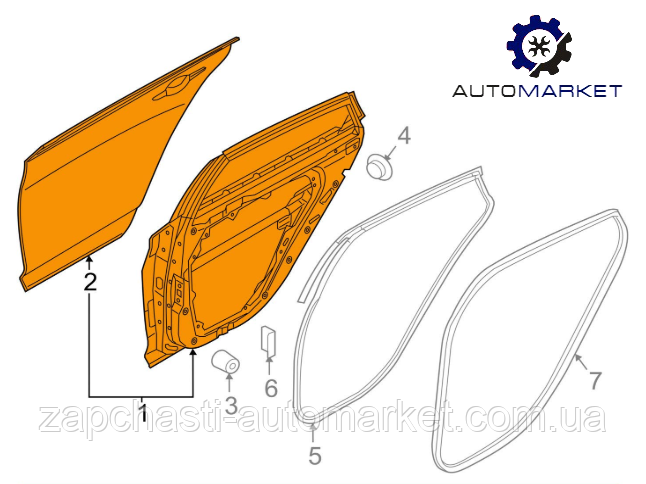 

Дверь задняя правая Hyundai Sonata 2017-, Под покраску