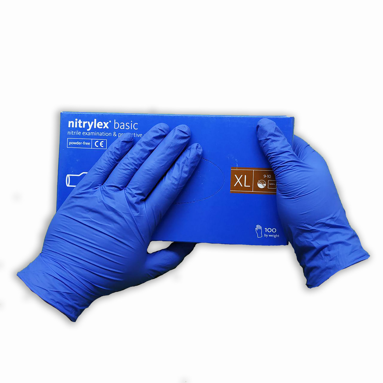 Нитриловые перчатки медицинские синие NITRYLEX, 100 шт в упаковке .