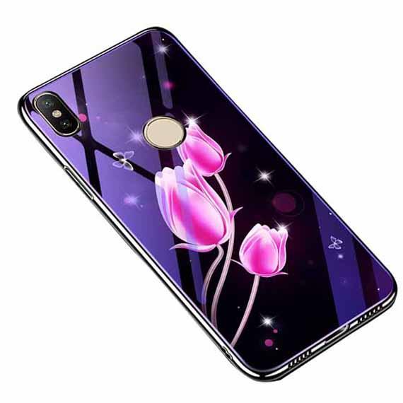 

TPU+Glass чехол Fantasy с глянцевыми торцами для Xiaomi Redmi Note 6 Pro Тюльпаны