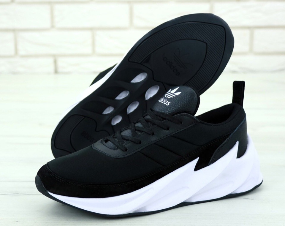 

Кроссовки мужские Adidas Shark в стиле АдиДас Шарк, текстиль, текстиль код KD-11802. Черно-белые