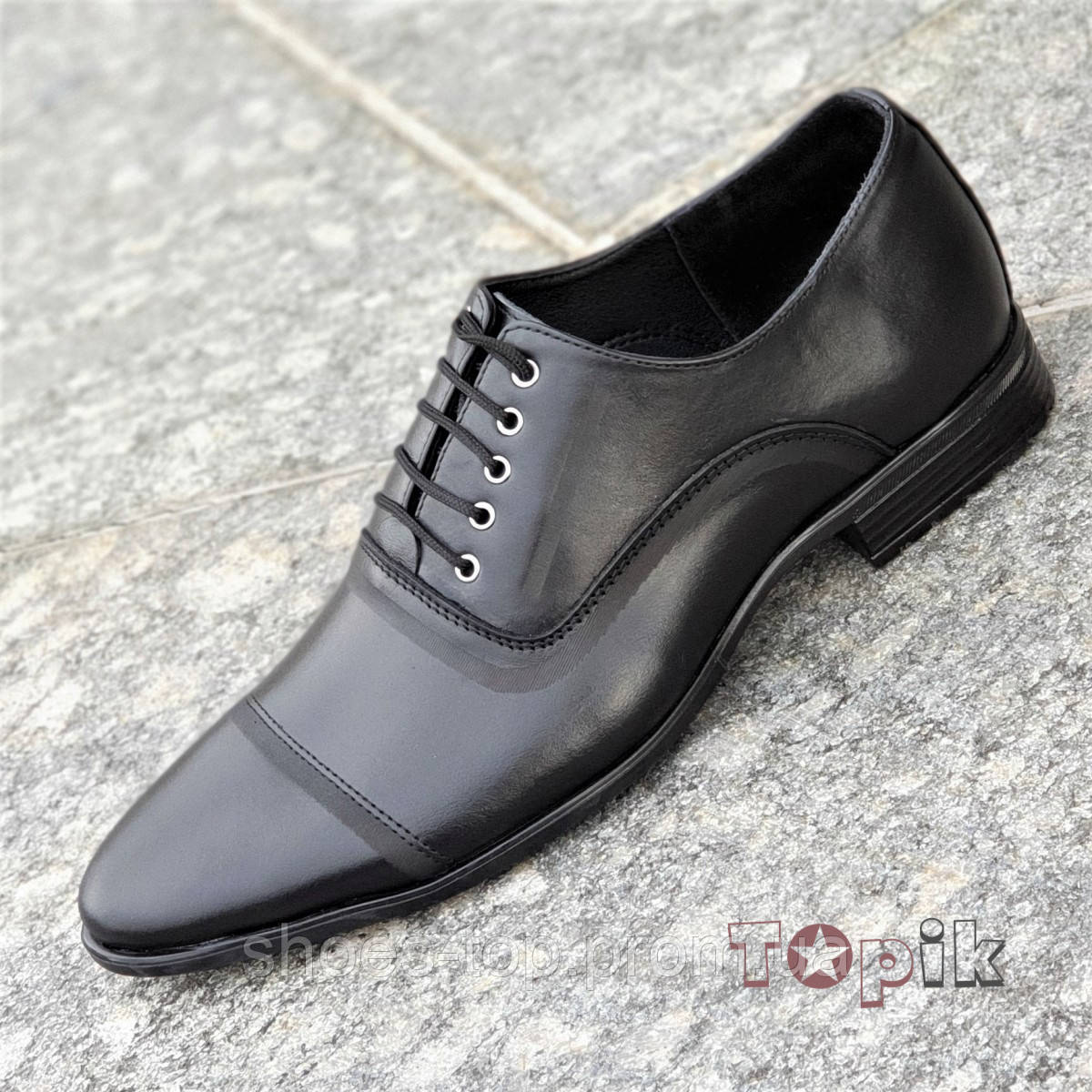 

Мужские классические туфли, модельные кожаные на шнурках черные удобные средний подъем (Код: Ш1395)