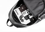 Кожаный мужской рюкзак из экокожи BORDER черный молодежный, фото 9