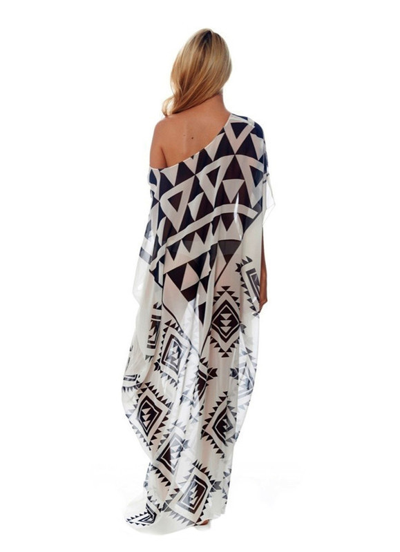 Пляжне довга сукня з геометричним візерунком, фото 2