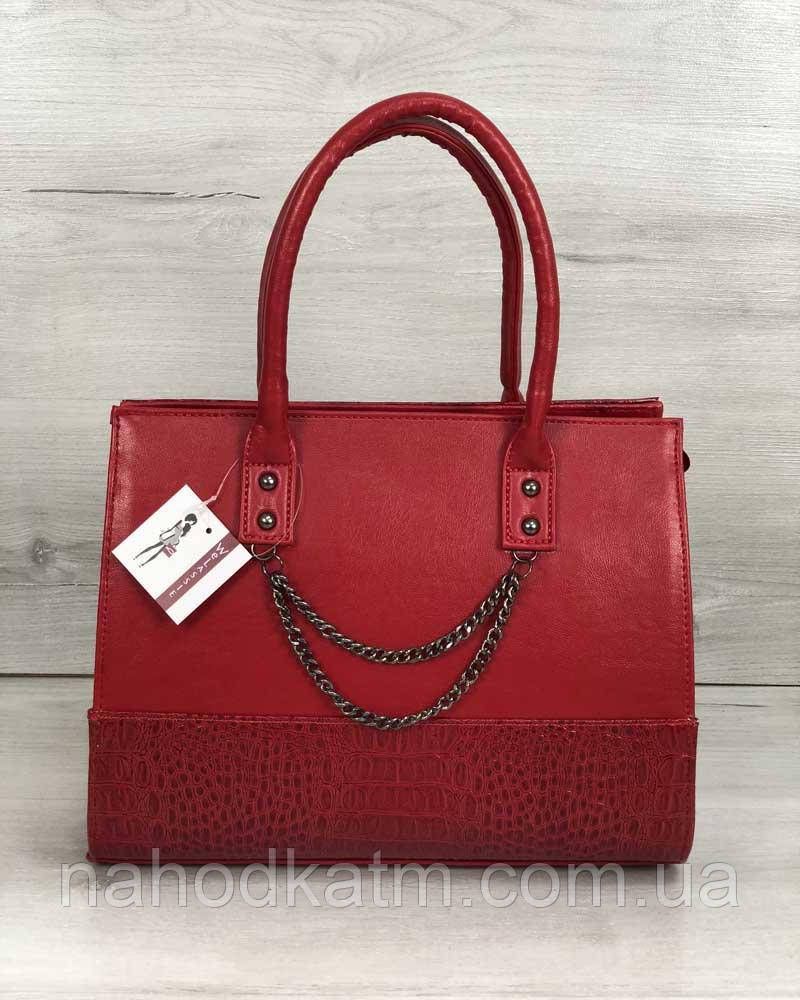 Каркасная женская сумка Селин с цепочкой красного цвета, Красный