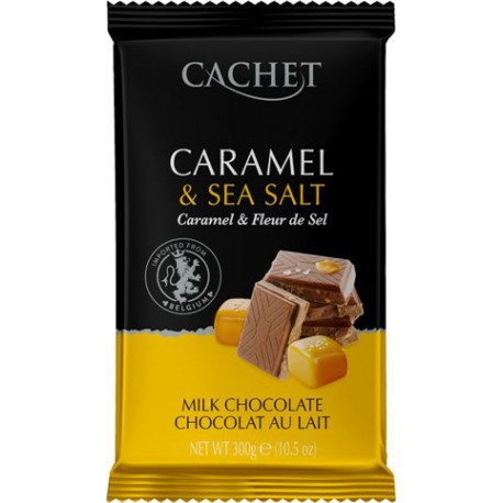 Шоколад молочный CACHET (КАШЕТ) 32 % какао с карамелью и морской солью 300 г Бельгия
