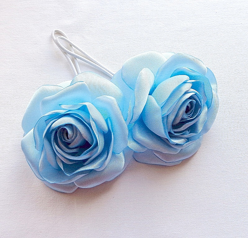 Гумка для волосся з квітами ручної роботи "Блакитна Троянда"-купити-в інтернет-магазині AnnaRose