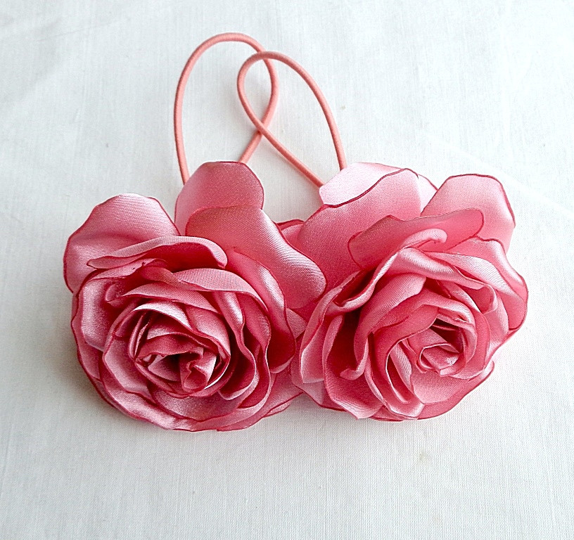 Гумка для волосся з квітами ручної роботи "Роза Лососева"-купити-в інтернет-магазині AnnaRose