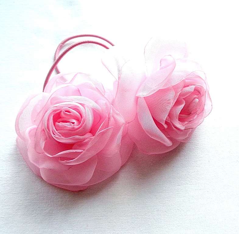 Гумка для волосся з квітами ручної роботи "Роза Рожева"-купити-в інтернет-магазині AnnaRose
