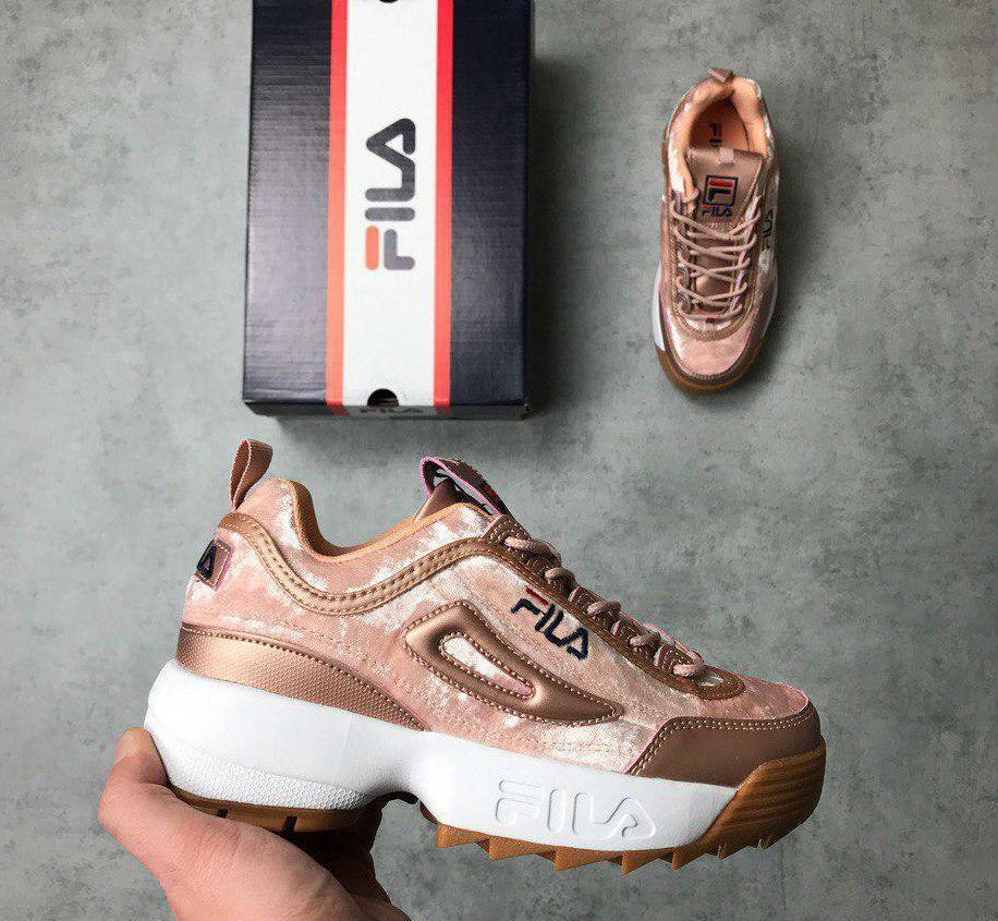 

Fila Disruptor 2 Velvet Gold | кроссовки женские; вельвет; золотые/бронзовые, Золотистый