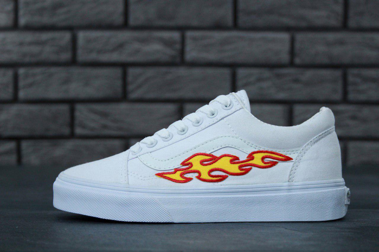 

Vans Old Skool Art Fire Flame White | кеды мужские и женские; вэнс; белые; пламя 5.5, Новое, Белый