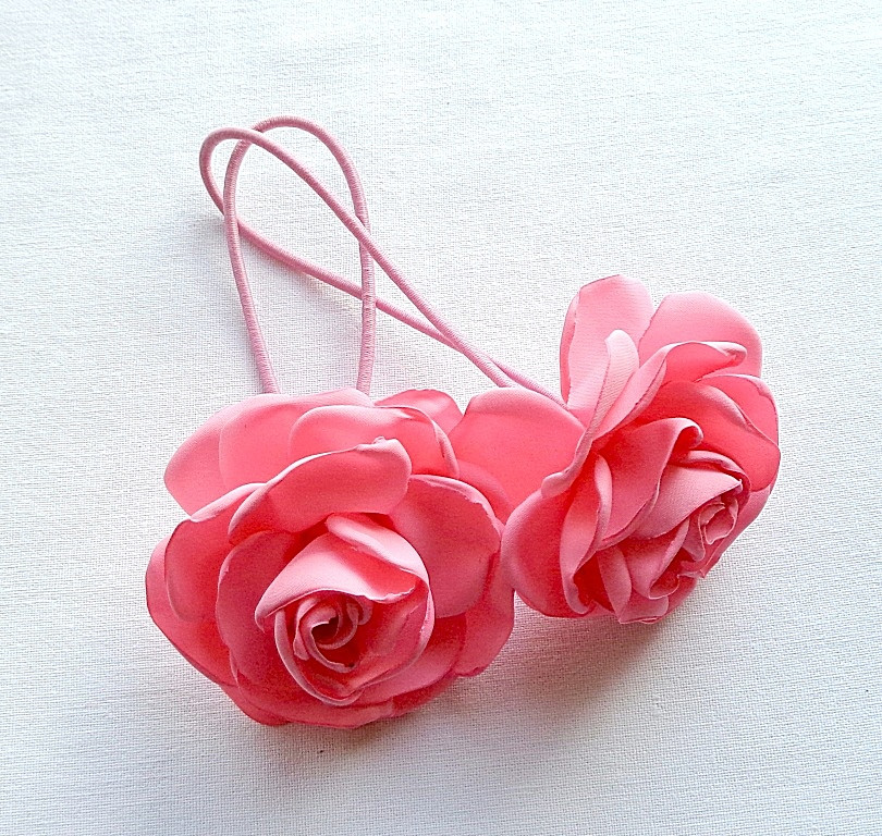 Гумка для волосся з квітами ручної роботи "Роза Рожева"-купити-в інтернет-магазині AnnaRose