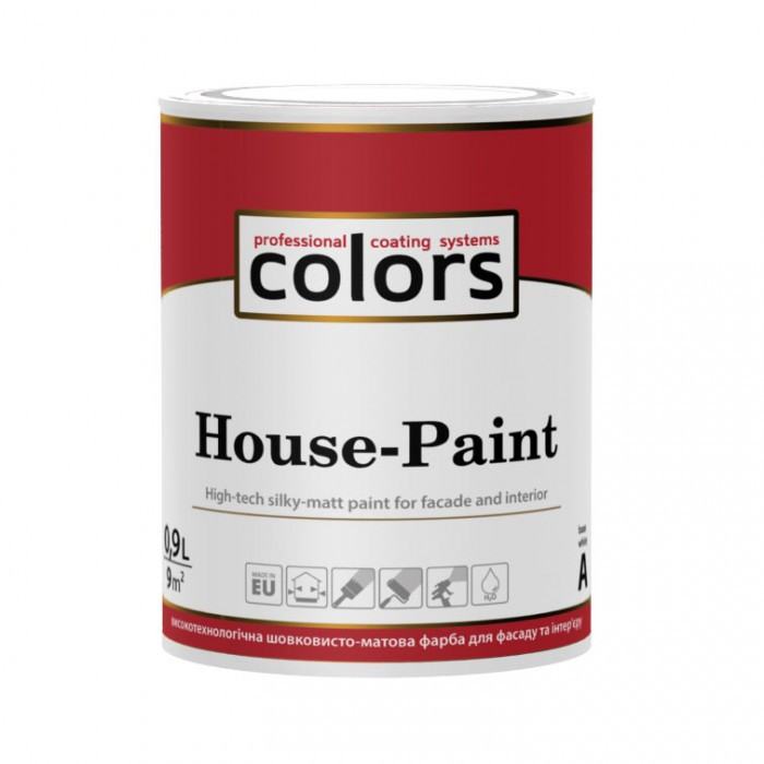 

Универсальная професиональная краска Colors House Paint 0,9л, 2,7л, 9л, Колеруемая