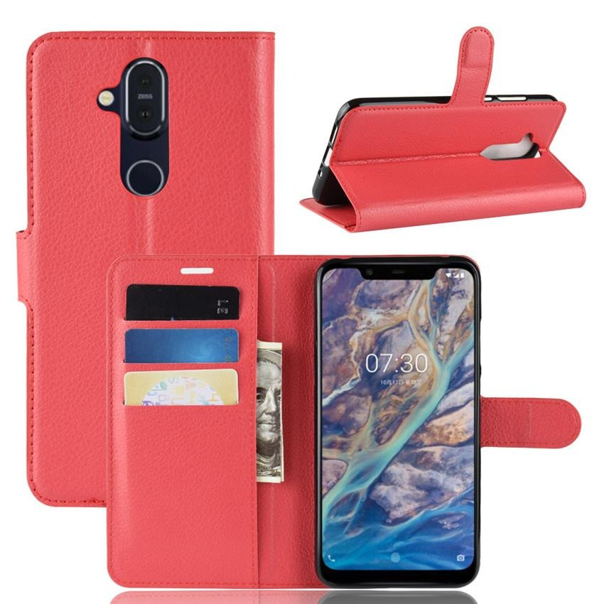 

Чехол-книжка Litchie Wallet для Nokia 7.1 plus Красный