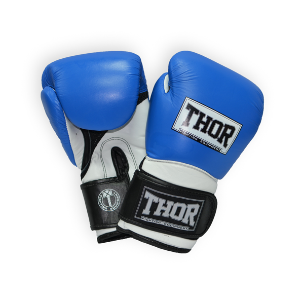 

Перчатки боксерские кожаные THOR PRO KING (Leather) BLUE-WHT-BLK прочные, синего цвета 16, Синий