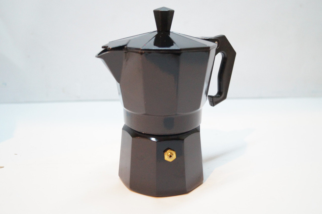Черная гейзерная кофеварка Domotec DT-270 на 6 чашек удобная кухонная кофеварка