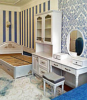 Спальний гарнітур "Вікторія 2" меблі для спальні. Біла, гарна, дерев'яна спальня, фото 1