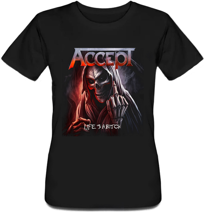 

Женская футболка Accept - Life Is A Bitch (чёрная) XL, Черный