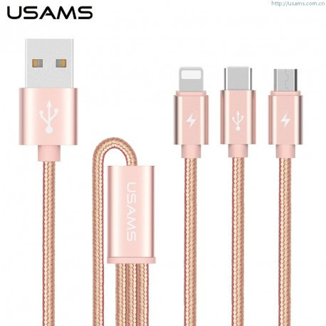 

Кабель оригинальный Usams lightning microUSB type-с золотой infinity