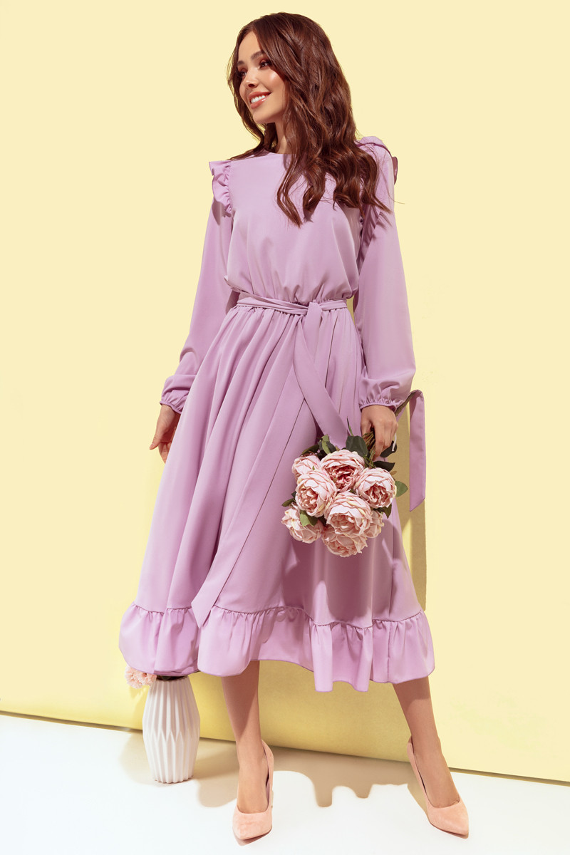 Платье женское с рюшиками(цвет Лиловый) 262-3 S,M,...