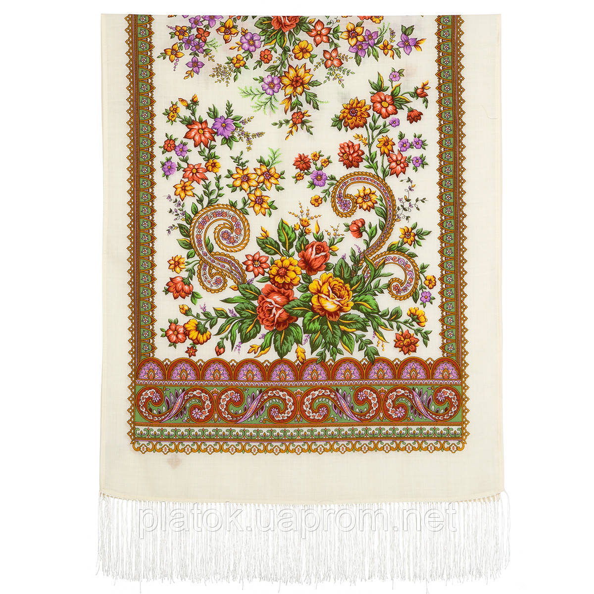 Почуття прекрасного 1767-0, павлопосадский вовняний шарф з шовковою бахромою