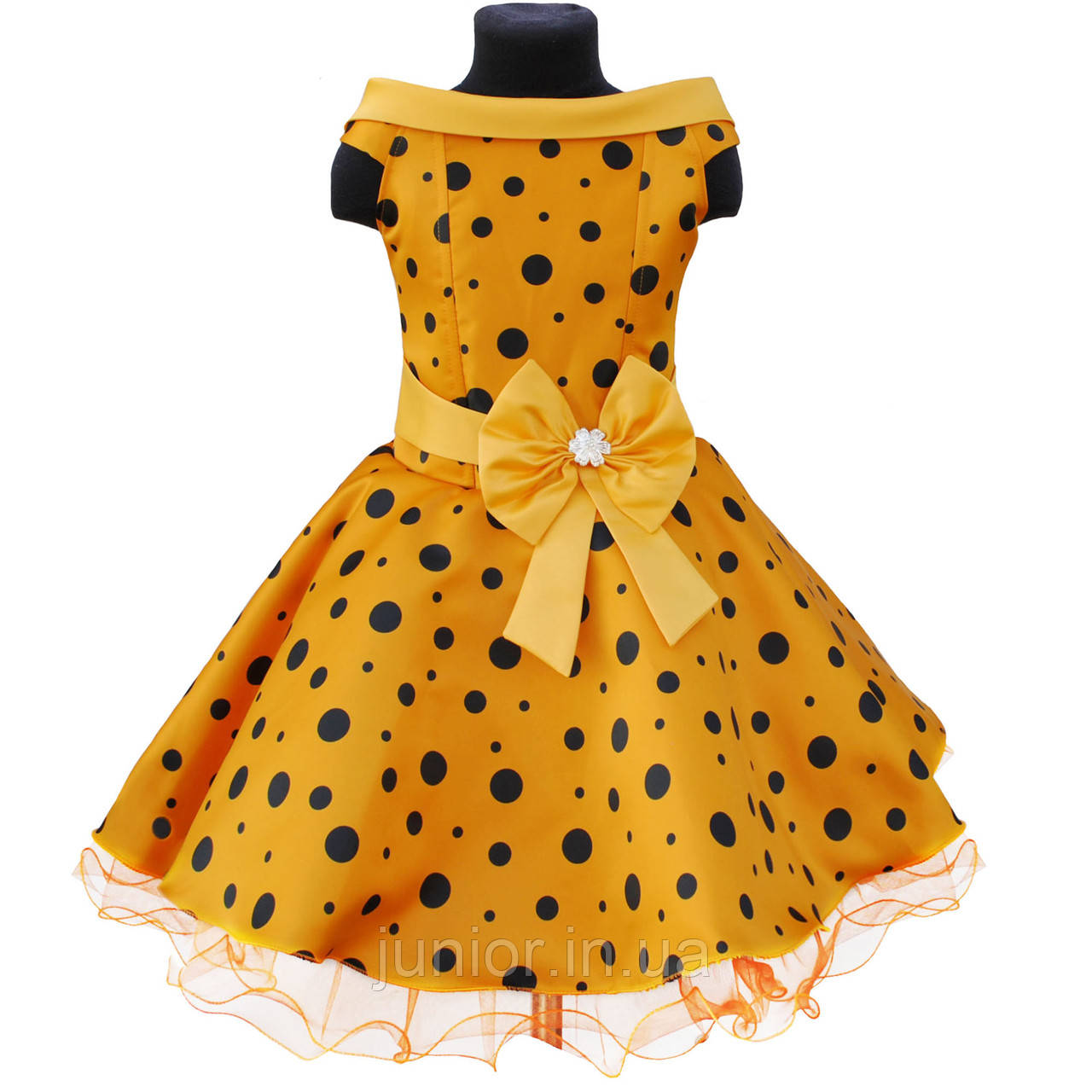 Жовте плаття в горошок для дівчинки "Стиляги"