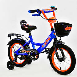 Двоколісний дитячий велосипед синій ручне гальмо дзвіночок кошик Corso 14" дітям 3-5 років