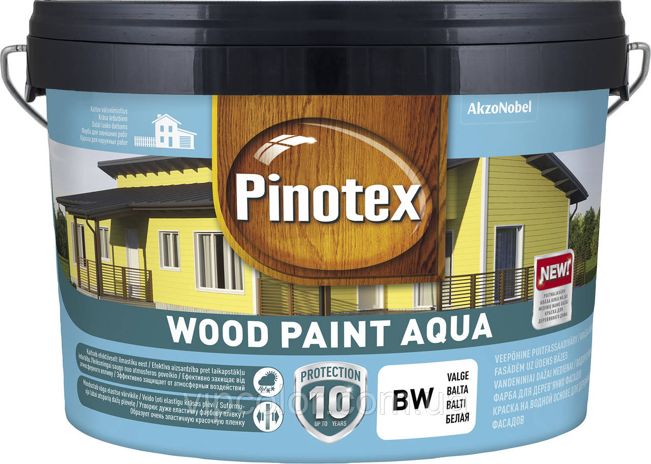 

PINOTEX WOOD PAINT AQUA тонир.база ВС 8,37л полуматовая краска для деревянных фасадов